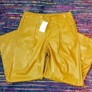NWT A New Day Faux Leather Midrise 90s Chino Style Pant Tan Dusty Fig